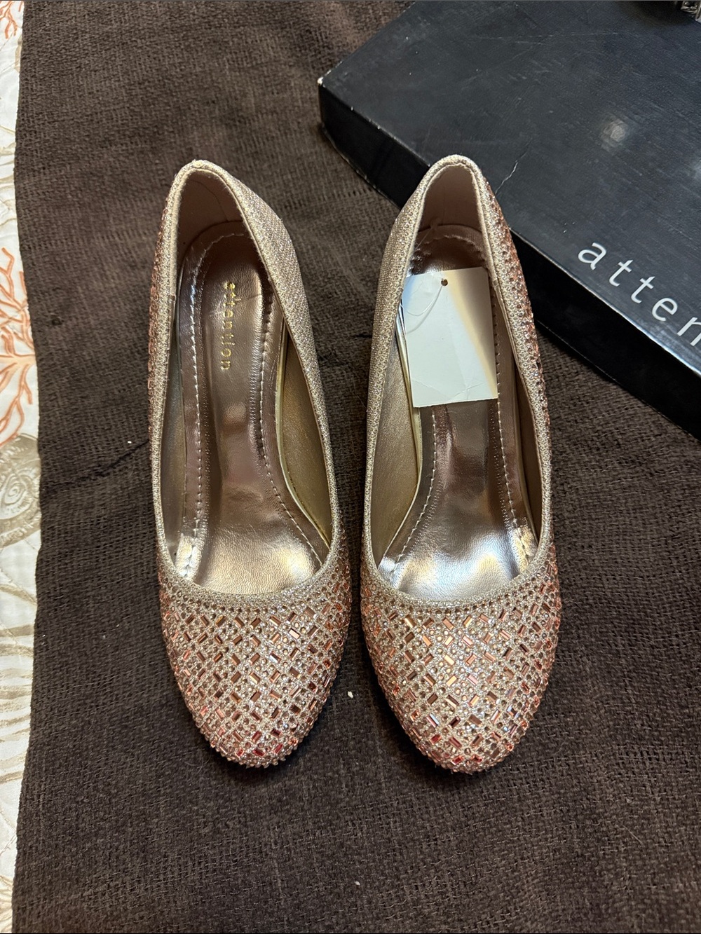Rose Gold Crystal-Embellished Pumps